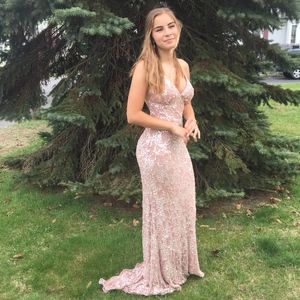 Scala Prom rose gold dress beaded size 0